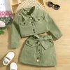 Clothing Sets Fashion Kids Clothes Spring Long Sleeve Short Lapel Jacket TopBowknot A-line Skirt Suit Toddler Tutu Baby Girls Tulle Dress 221007