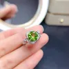 Küme Yüzükleri 2022 Yeşil Olivin Halkası Kadın Mücevherleri için Gerçek 925 Gümüş Oval Doğal Gem Kız Doğum Günü Hediye Yüzeyi Altın Kaplama