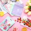 Macaron couleur auto-scellant sac un côté transparent sac d'étanchéité holographique sacs en plastique bijoux emballage bonbons cadeau sacs LX5167