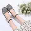 Flat Shoes Children Leather Breathable High Heels Princess Girls Dress Dance Party Crystal Baby Kids 02