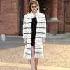 Women's Fur Faux Brand luxury women natural mink fur jacket long style With sashes elegant lady high quality winter coat TU144 031 221006