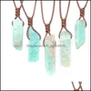 Pendant Necklaces 1Pc Healing Crystal Natural Stone Slice Pendants Necklace Reiki Chakra Quartz Lapis Amethysts For Women Jewelry Dro Dhcow