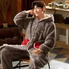 Herren Nachtwäsche Flanell Warm Pyjama Koralle Fleece Nighthemd verdicken Herbst Winter Pyjama Anzug Homewear 221007