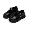 Flat Shoes Girls Black Leather For School Princess Kids Dress Student Performance Chaussure Fille 3 4 5 6 7 8 9 10 11 12 13T