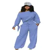 Fall Desinger Women Tracksuits Plus Size 4XL 5XL Two Pieces Set Sexy Off Shoulder Bat Sleeve Wide Leg Pants Outfits Sportwear