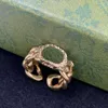 Vintage Winding Interlocking Letter Rings Golden Silver Ring Designer Kvinnor Öppen storlek Anello Personlighet Smycken med ask