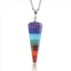 Hangende kettingen Zeven chakra hanger kronkelende pendum regenboog kleur energie ketting met 18 inch roestvrijstalen ketting voor yoga med dhgpf