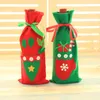 Julekorationer röda vinflaskor täckpåsar dekoration hemfest jultomten set söta dekorativa handskar #xt