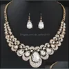 Boucles d'oreilles Collier Goutte d'eau Collier Boucles d'oreilles Ensembles Cristal Diamant Lustre pour Femmes Lady Mode Accessoires De Mariage Bijoux Se Dhksa