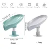 Soap Dishes 2PCS Leaf Shape Box Drain Dish Holder With Suction Cup Punch-free Shelf Toilet Bathroom Accessories