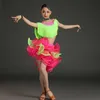 댄스웨어 여자 재즈 댄스웨어 의상 어린이 현대 라틴 스팽글 볼룸 파티 댄싱 드레스 아이 투투 드레스 옷 221007