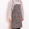 Фартуки Canvas bib кожаный шеф -повар кухонный фартук женский мужской бариста -бармен карман карман домашнее хозяйство