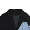 レディースジャケットランレム秋の緩いスーツステッチデニムコート不規則シングル胸肉ブロックジャケット女性ファッションコート2A0450​​5 221007