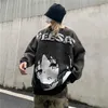 Swates anime dziewczyna dzianie mężczyźni kobiety jesienne zima luźne skoczki y2k hip hop streetwear casual college dzianin pullover new y2210