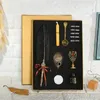 Füllfederhalter, Luxus-Set, Vintage-Stil, mit Goldfedern, Tintenflasche, Kalligraphie, Schreiben, Dip, Geburtstagsgeschenkbox, 5 Federn, Federkiel 221007