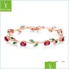 Tennis Rose Gold Color Challe Link Link Bracelet de tennis avec Zircon AAA rouge et vert pour les cadeaux pic bijoux JIB072 2012 Q2 DROP DHGBC