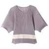 Kadın Tişörtleri Miyake Süper Gevşek Yaz Kısa Kollu T-Shirt Kadınların Şık Takım Tasarım Hafif Şişman Kız Yarasa Gömlek