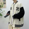 Jaquetas masculinas Homens Jaquetas Patchwork Único Breasted Baseball Bomber Casaco BF Primavera Moda Rid Manga Jaqueta Solta M-3XL Piloto Streetwear 221006