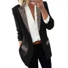 Women's Suits Anti-fade Trendy Ladies Leopard Patchwork Print Lapel Blazer Versatile Jacket Open Stitch Streetwear