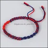 Charm Bracelets Tibetan Buddhist Lucky Corn Knots Bracelet Women Men New Fashion Handmade Blue Red Black String Braided Jewelry Gift Dhmv6