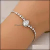 Charm Bracelets Luxury Female Crystal Water Drop Bracelet Charm Gold Sier Color Bracelets For Women Cute White Zircon Stone Chain C3 Dhryy