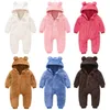 Rompers Cute Plush Bear Baby Rompers Toddler Girl övergripande Jumpsuit Spring Autumn Hooded dragkedja Baby Boys Romper Infant Crawling Clothing 221007