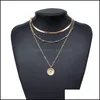 Pendant Necklaces Gold Sier Plated Necklaces Mti Storey Flower Alloy Women Pendants Jewelry Solid Color Neck Chain Personality Simpli Dhd2T