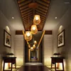 Pendants lampes sgrow lampe suspendue simple pour le salon salle à manger lampara en osier et bambou à main en tricot