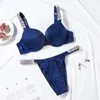 Sutiã terno reunir sexy sutiã conjuntos menina suave respirável conjunto de roupa interior ajustável feminino diamante roupa interior das mulheres vs briefs sutiãs l11923