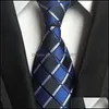 Neck Tie Set Classic Mens Sets 51 Design 100% Silk Neck Ties Hanky Cufflink 8Cm Plaid Striped Men Formal Business Wedding Party Gra Dhptj