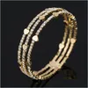 Bangle Fashion Elegant Women Bangle 3 Row Wristband Bracelet Crystal Cuff Bling Lady Gift Bracelets Bangles Drop Delivery 2021 Jewelry Dhvck