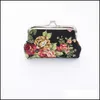 Other Jewelry Tools Bright Color Vintage Floral Coin Purse For Women Print Flower Snap Closure Small Wallet Summer Accessories305 T2 Dhnkc