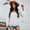 Women's Knits Tees Ladies Spring Chiffon Blouse Women Tops Fashion Casual Solid V Neck Long Sleeve Loose Summer Women Blouse Shirt Female Blusas 221007