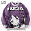 Sweaters Anime Girl Knitted Men Women Autumn Winter Loose Jumpers Y2K Hip Hop Streetwear Casual College Knitwear Pullover New Y2210