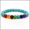 Brins de perles Bracelet en pierre naturelle Mode Colorf Bijoux Hommes Femmes Turquoise Roches Volcaniques Chakras Bracelets Perles De Yoga 5 45Ly Dhrle