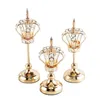 Candle Holders Crystal Holder Hollow Out Golden Crown Wedding Center Accessories Centerpieces Dining Table Decor