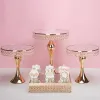 Bulaşık Plakaları 6 PCS Altın Ayna Metal Yuvarlak Kek Stand Düğün Doğum Günü Partisi Tatlı Cupcake Kaide Ekran Plakası Ev Dekoru P1008