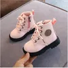 Boots Autumn/Winter Children Boys Girls Leather Plush Fashion Waterproof Non-slip Warm Kids Shoes 21-30 221007