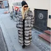 Dames fur topfur 2022 mode echte jas vrouwen/mannen winter natuurlijk lang jasje met kraag dik warm zilver