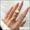 Altri set di gioielli Fashion Metal Heart Rings Set Sier Alloy Hollow Pearl Love For Couples Lovers Women Girls Valentines Day Party Gif Dhydk