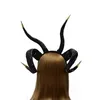 NUEVA 2022 Ni￱os Banda para el cabello Antelope Antelope Horno Hoop Diadema de la cabeza del bosque Animal Aries Cosplay Deluxe Disfraz Cuernos