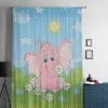 Vorhang, kleiner rosa Elefant, Tüll, transparente Vorhänge für Küche, Fenster, Wohnzimmer, moderne Voile-Schlafzimmer-Vorhänge