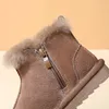 Stövlar GT-CECD Vinterbarn Snö äkta läderflickor Varma plyscha Boy Shoes Fashion Barn Baby Toddler 221007