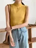 Women's Blouses Casual Fall Tops 2022 Sexy gebreide top zomer Turtleneck tank vrouwen blouse mouwloos slank vrouwelijk shirtvest