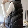 Kvinnors v￤star 0446 Black Blue Khaki White Vest Waistcoat Women Zipper Ytterkl￤der Vest Coat Kvinnliga Slim Tickets Warm Down Cotton Winter Vest 221007