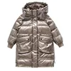 Veste en coton d'hiver russe pour les filles imperméable brillant chaude 5 14 ans à capuche adolescente épaissiste parka