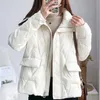 Wełna damska mieszanki płaszcza zimowego kurtki beżowe ubrania parki luźne zagęszczenie ciepłe żeńskie zamek błyskawiczny gęsta marna moda 221007