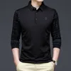 Męskie polo jesienne solidne koszulę polo mężczyzn Koreańskie ubranie modowe długie rękaw swobodny dopasowanie Slim Man Polo Shirt Kołnierz Business Tops 221006