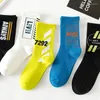 Men's Socks 5 Pairs/Pack 2022 Sports Style Middle Tube Men Crew Letters Cycling Skateboard Size 37-42
