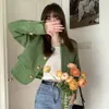 Giacche da donna Coreano Chic Verde Giacca corta in tweed Donna Primavera Autunno Fashion Design Bottoni Cappotto Elegante Girocollo Chaquetas Mujer 221007